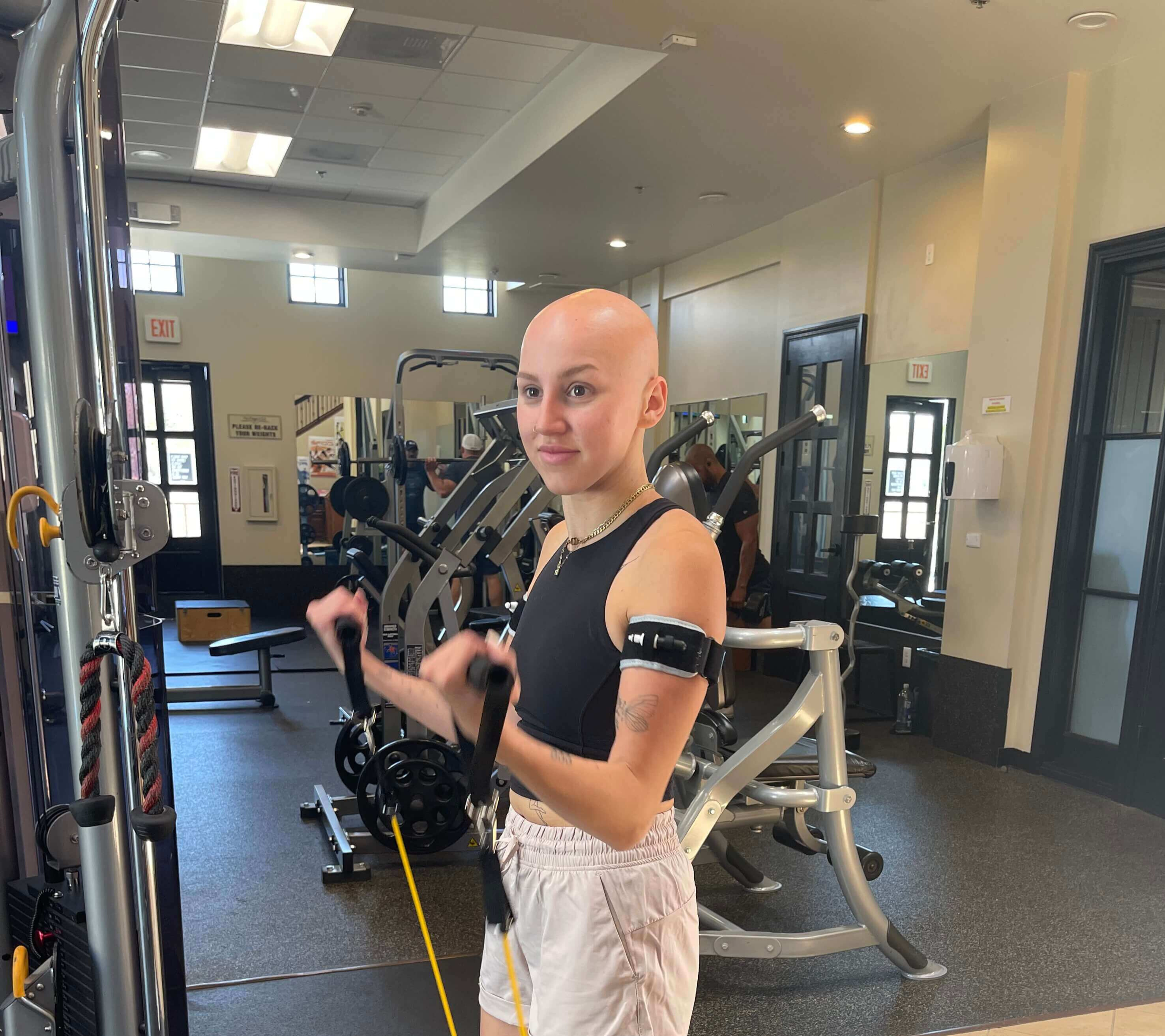 young person with resistance bands